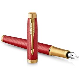 Parker IM stylo plume | Laqué rouge Premium avec attributs dorés