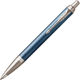 Parker IM stylo bille | Bleu gris Premium avec attributs chromés